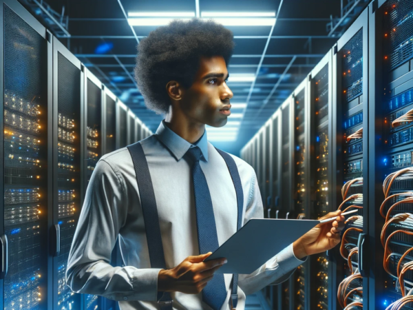 Black System administrator in a Data Center